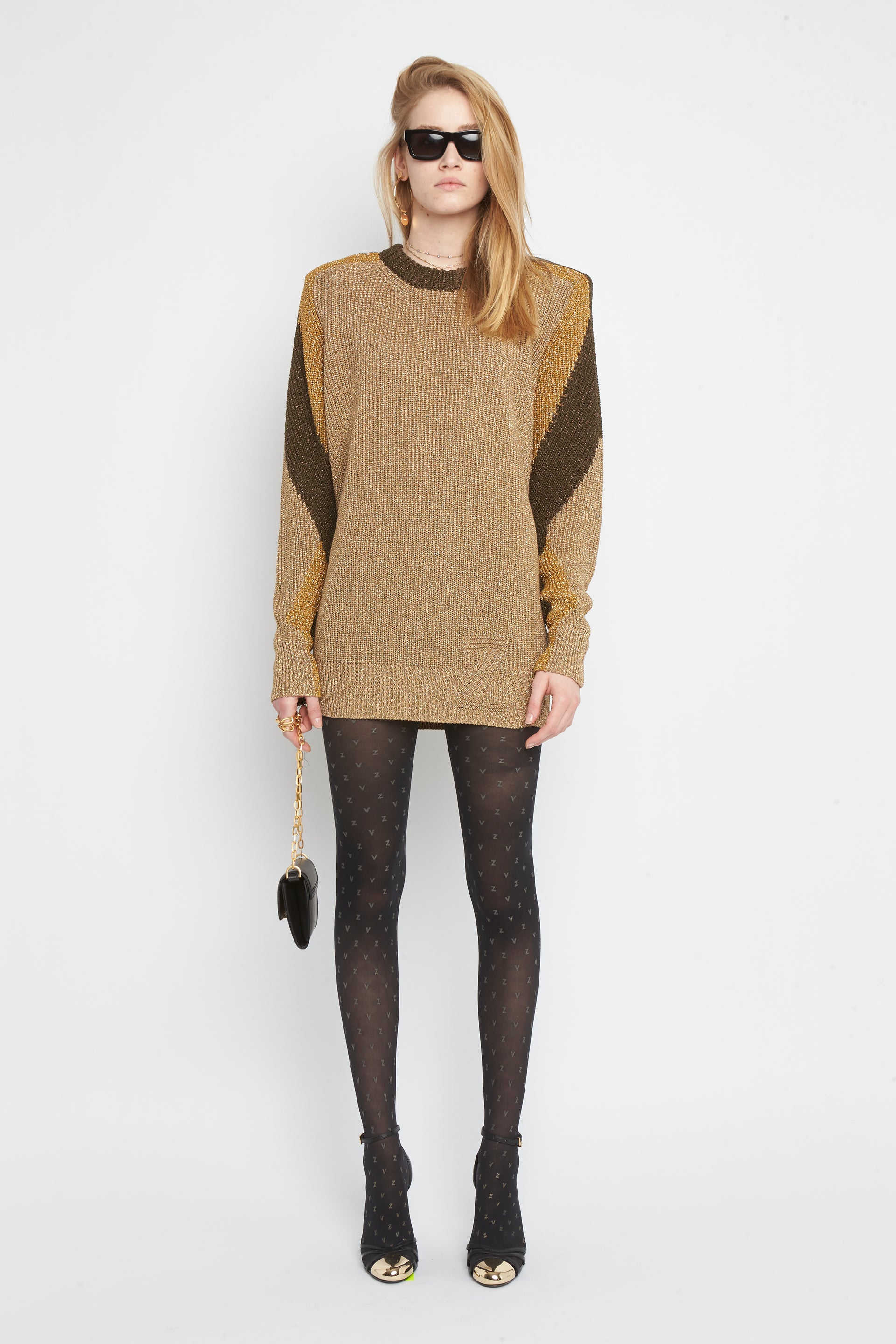 Zadig & Voltaire Gold Monogram Tights