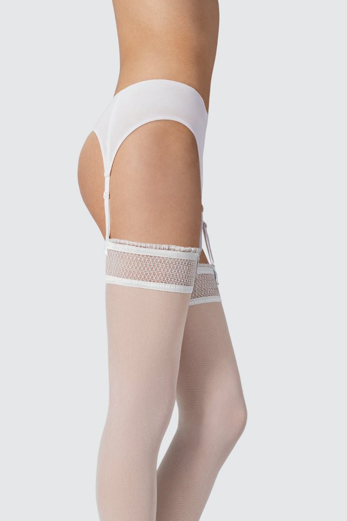 Fogal - Agapi Garter Belt - Sheet tulle, Geometric openwork band